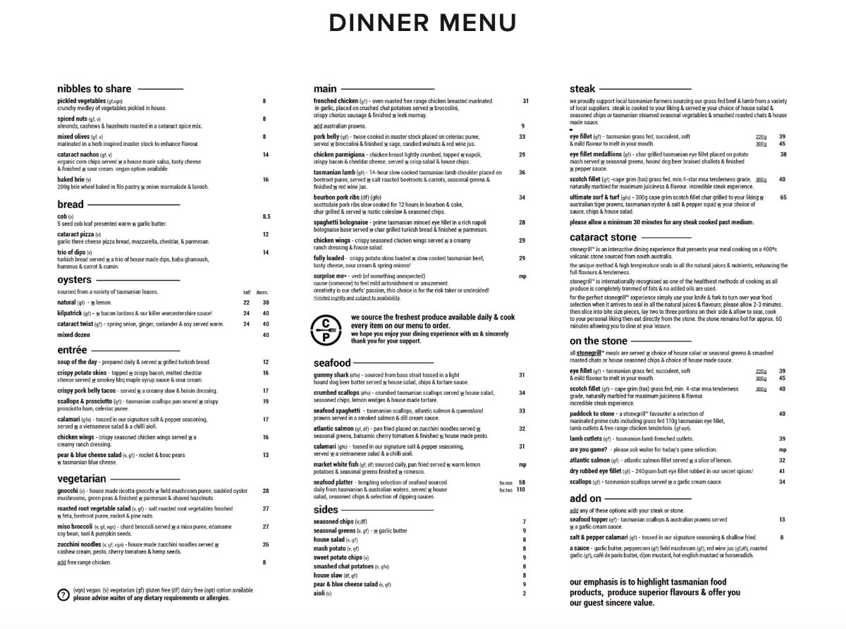 RUPERT & HOUND MENU » Heads Up Launceston & Food Guide