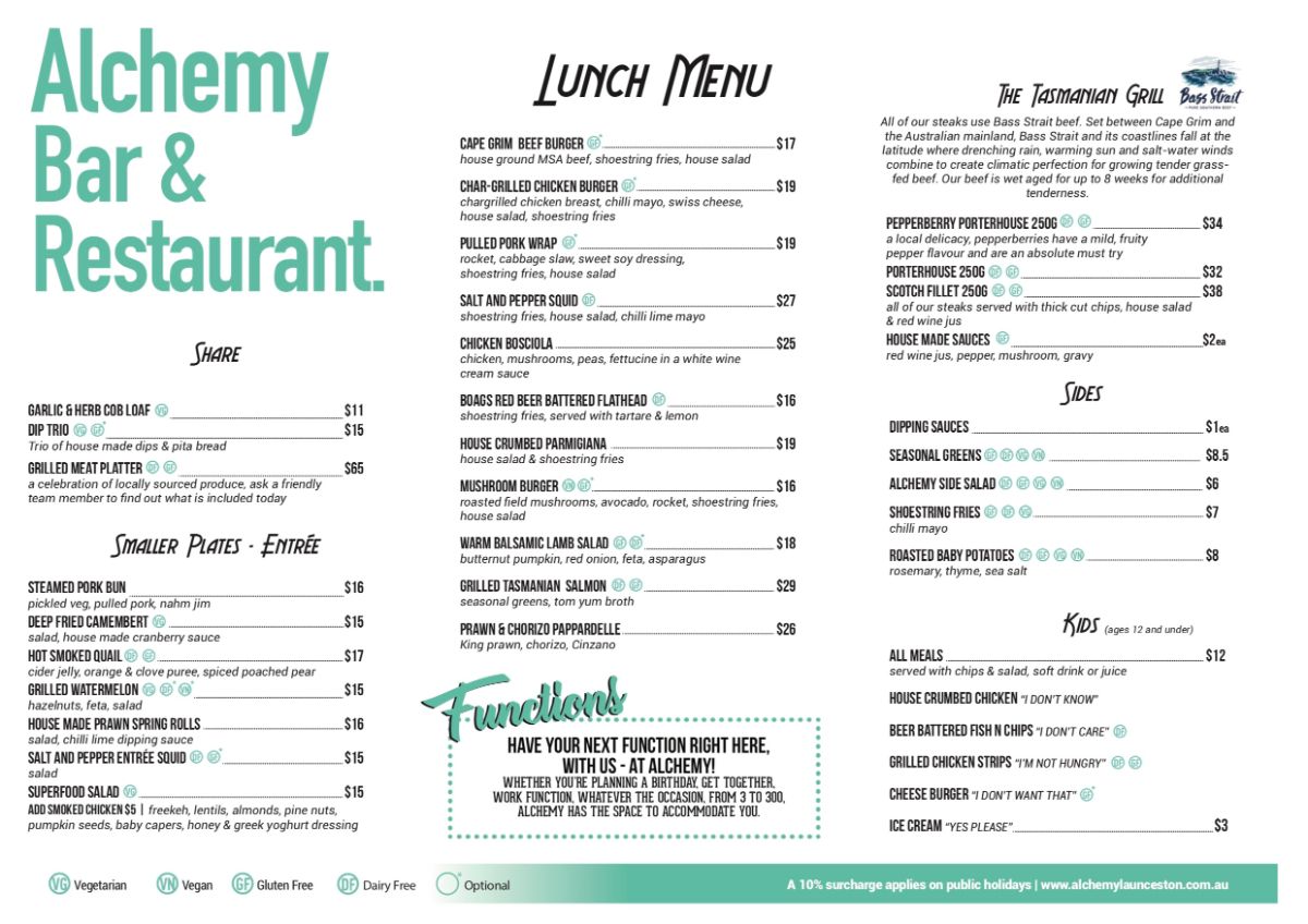 ALCHEMY BAR & RESTAURANT » Heads Up Launceston & Food Guide