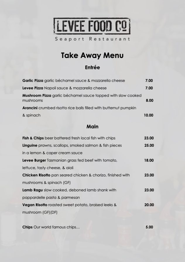TAKEAWAY & DELIVERY OPTIONS DUE TO COVID 19 LAUNCESTON, TASMANIA